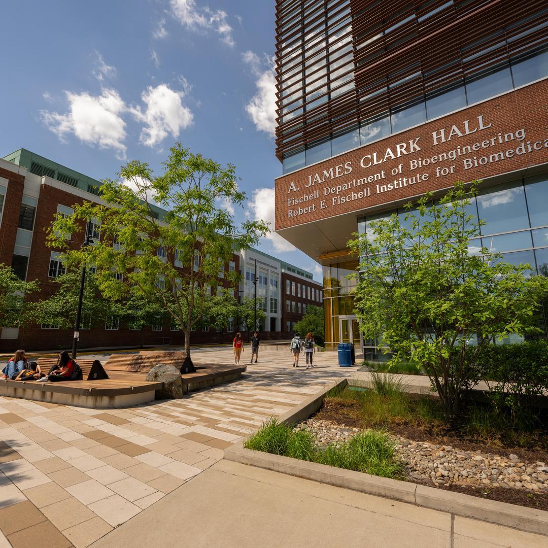 Image of the exterior of the A. James Clark Hall building on the University of Maryland Campus